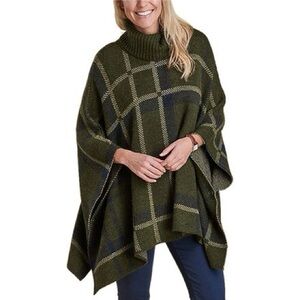 Barbour Plaid Darwin Cape Poncho Sweater
